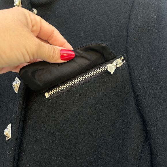 Vintage Parasuco Military Style Embroidered Wool Jacket Black Silver Baroque XS - Picture 8 of 9